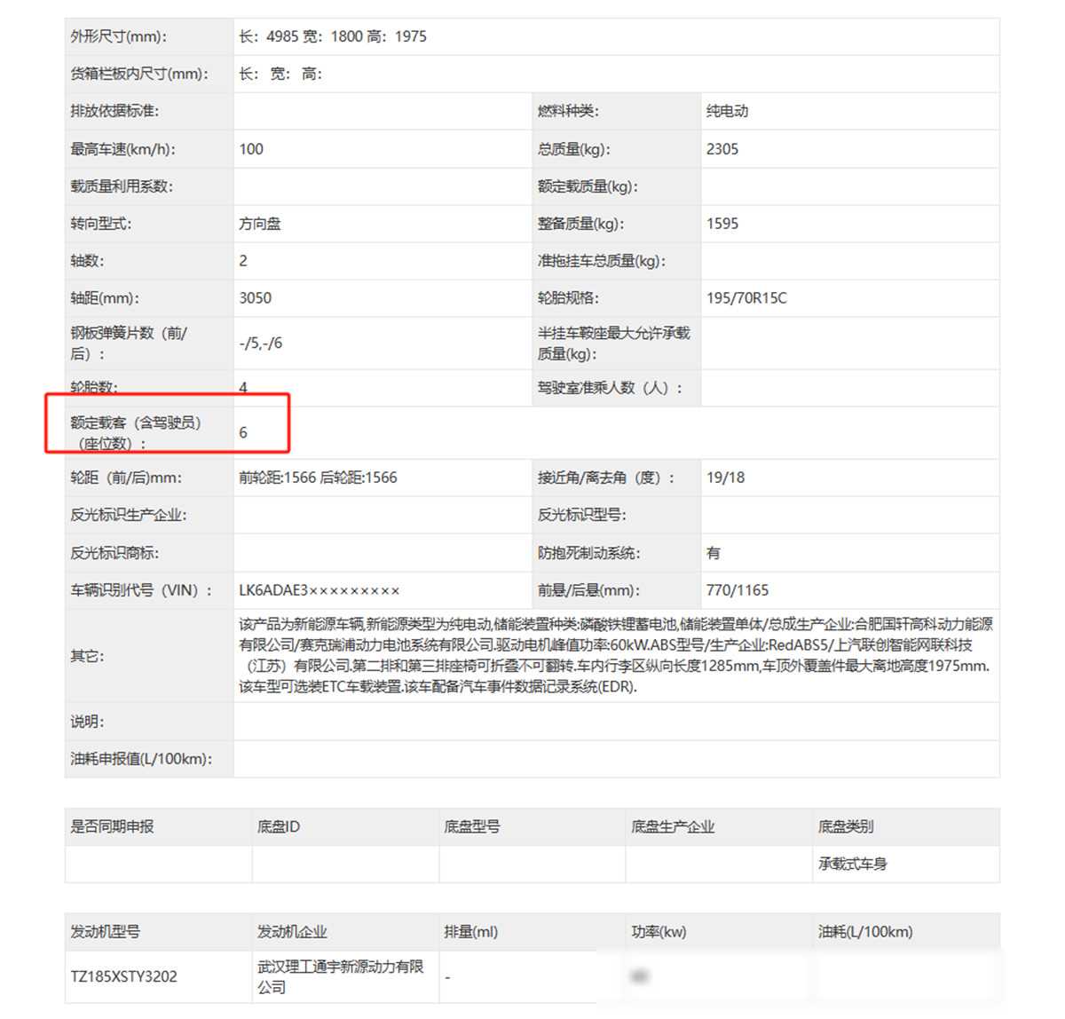 新款五菱揚光乘用版正式申報,6座,側滑門,車長4985mm