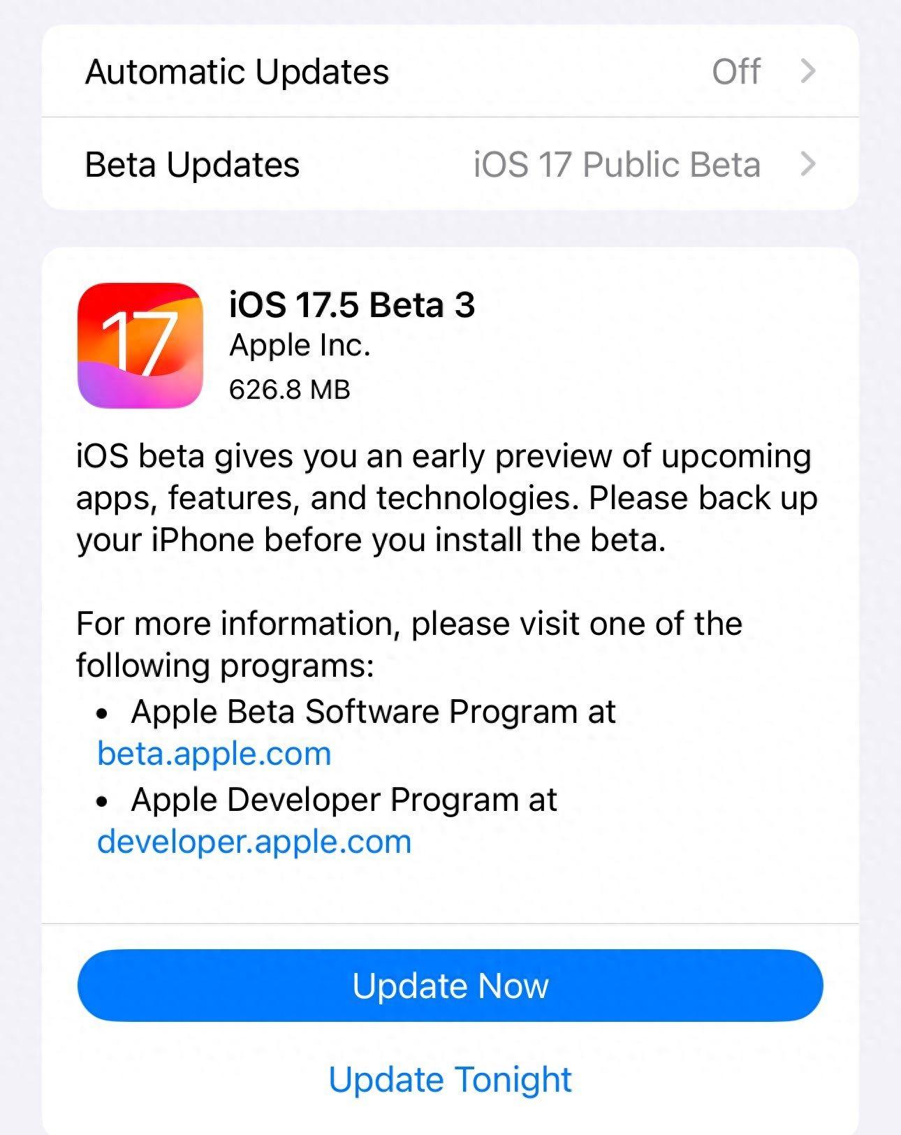 蘋果發布iOS/iPadOS 17.5、macOS 14.5、watchOS 10.5第3個公測版