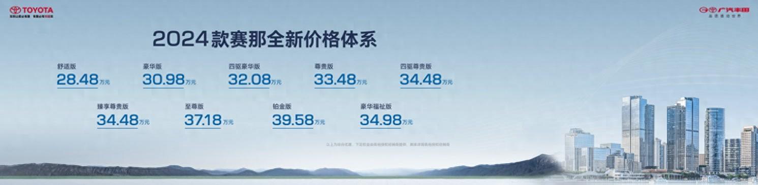 全新價格體系公布 廣汽豐田2024款賽那售28.48萬元起