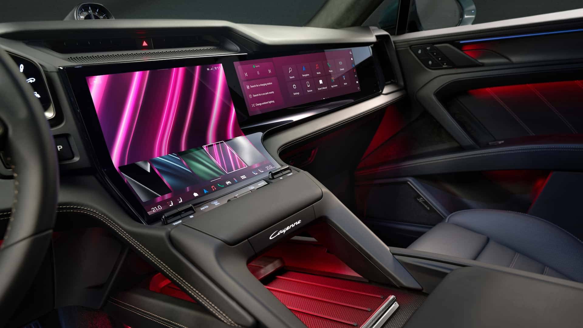 保時(shí)捷卡宴電動(dòng)版內(nèi)飾官圖曝光:中控曲面屏!?