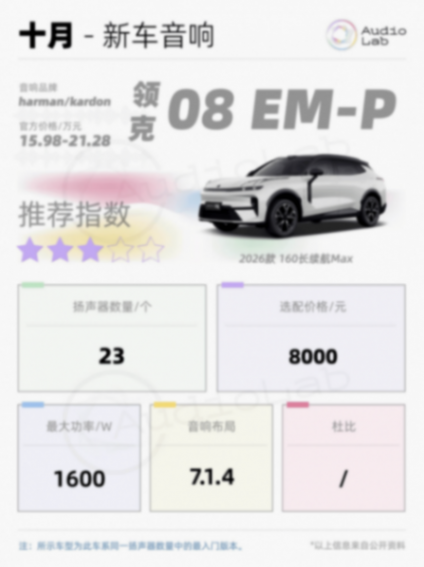 音響周報:極氪9X用上賓利同款;理想i6也開始對標邁巴赫